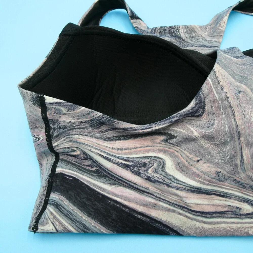 Victorias Secret Sports Bra 36DD‎ Multi Printed Square Neck Lightweight Pullover